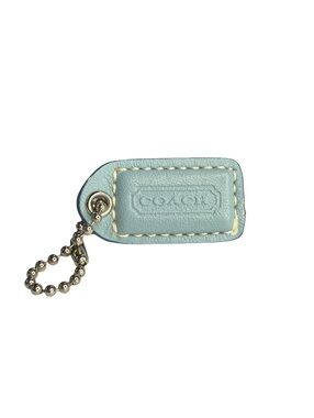Coach Vintage Light Blue Textured Leather Mini Hangtag 1.5"